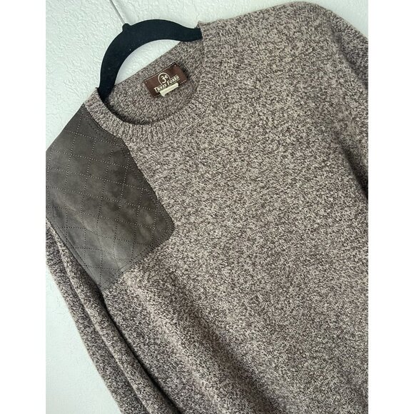 Three‎ Forks Ranch Wool/Cashmere Shooting Sweater Size Small Leather - Picture 2 of 10